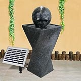 Gartenbrunnen Solarbrunnen Brunnen mit LED-Licht, Vogelbad Wasserfall, Gartendeko mit Pumpe, Wasserspiel für Garten Terrasse, Balkon, Sehr Dek