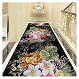 weijiban Extra Langer Teppich Blumen Wohnzimmer Teppiche Flur Flur Teppich Matte Küche Bodenfläche Teppich Flanell rutschfeste Moderne Schlafzimmer Teppiche (Size : 50x200cm)