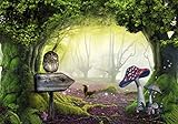 decomonkey Fototapete Kinderzimmer 350x256 cm XL Tapete Fototapeten Vlies Tapeten Vliestapete Wandtapete moderne Wandbild Wand Schlafzimmer Wohnzimmer Wald Tiere Fabel B
