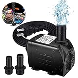 Wasserpumpe Aquarium Pumpe, Tauchpumpe mit 2 Düse Teichpumpe Wasserspielpumpe Submersible Pumpe für Teiche, Aquarium, Garten, Brunnen, Gartenteich Springbrunnen (25W)