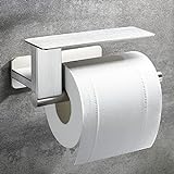 OETAMS Toilettenpapierhalter mit Ablage Bad Selbstklebender Toilettenpapierhalter Toilettenpapierhalter Edelstahl ohne Bohren Küchenrollenhalter Wandbehang Silb