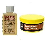 Langlauf® Lederpflege Set Lederwaschmittel Konzentrat und B & E Bienenwachs Lederbalsam 250