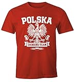 MoonWorks Herren T-Shirt WM Polska Polen Poland Flagge World Cup Drinking Team Fun-Shirt rot XL