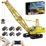 YaYashow Technik Kran, RC Raupenkran Ferngesteuertes Baufahrzeug mit 5 Motoren, 1205 Pcs Klemmbausteine Bausatz Kompatibel mit Lego T