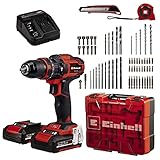 Einhell Akku-Schlagbohrschrauber-Set TE-CD 18/40 Li-i +64 (2x2,0 Ah) Power X-Change (Li-Ion, 18 V, 40 Nm, Drehzahl-Elektronik, 2-Gang-Getriebe, max. 24.000 min-1, inkl. Akkus, Ladegerät & Zubehör)