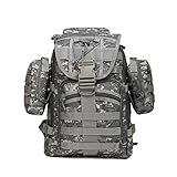 QAQ 800D Nylon Taktischer Rucksack Verschleißfest Wasserdicht Abnehmbar MOLLE-System Taktischer Angriffsrucksack Zum Wandern Bergsteigen Jagen,ACU,48 * 35 * 17