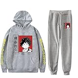t Shirt My Hero Academia Sweatshirt +Hose 2 Stück Kapuzenpullover Herrenhose 2-teiliger Anzug L