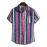 Hemd Herren Druck Kurzarm Kent Kragen Shirt Herren Hawaii Urlaub Sandstrand Ethnischer Stil Tops Herren Leicht Atmungsaktiv Schnelltrocknend Sommer Shirt H