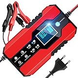 BURNNOVE Ladegeräte für Autobatterien 12V/24V 8A Vollautomatisches Batterieladegerät Ladegerät Autobatterie mit LED-Bildschirm und Reparaturfunktion ladegerät für Auto und Motorrad LKW