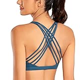 CRZ YOGA Damen Sport-BH Gepolstert ohne Bügel X-Rücken Sports Bra für Yoga Trainning Petrol Blue S
