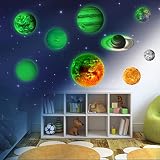 9 Planeten Sonnensystem Wandsticker, Leuchtsticker Sonne Erde Fluoreszierend Wandaufkleber Hausdekoration Wandtattoo Wanddekoration für Kinderzimmer Kindergarten Baby Schlafzimmer W