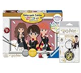 Collectix Ravensburger Harry Potter Set - Malen nach Zahlen Zauberhafte Freundschaft 29398 + Harry Potter Schlüsselanhänger (Verschiedene Auswahl)