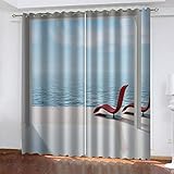 GSKBDQ Vorhang Blickdicht 3D Druck Blaues Schwimmbad Muster Verdunkelungsvorhänge 100X160Cm（B X H） Gardinen Mit Ösen Wohnzimmer Schlafzimmer Kinderzimmer Thermovorhang Ösenschal 2Er S