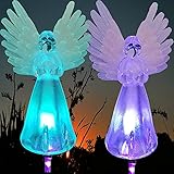 Solarleuchten für Den Garten, ZQX 2 Stück Solar Engels Licht, 7 Farbwechsel IP65 Wasserdichte Außen Engelsleuchte Solar Lichterkette Led Solarlampe für Rasen, Hof, Terrassen, Landschaft, Hinterhö