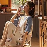 XFLOWR Cartoon Druck Nachtwäsche Home Wear Nachthemden Frauen Kurzarm 2XL Komfortable Lose Druck Einfache Nachtwäsche Nette Sommer Casual M 7124