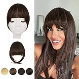 BARSDAR Clip in Pony Echthaar 100% Remy Echthaar Tempel Bangs One Piece Pony Haarteil Echthaar Haarteil Pony Clip Fringe Clip in human hair Verlängerung für Frauen（Braun）