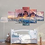 Dekoration Leinwand HD Druck Wandkunst Bilder 5 Berg Malerei Set Schnee See Wolke Poster Drucke A82 S
