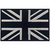 Taktisch Britische Union Jack England-Flagge Emblem Grossbritannien Bestickter Aufnäher zum Aufbügeln/Annähen, weiß schw