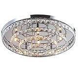 LED Deckenleuchte Licht Glas Kristall Kronleuchter Flur Leuchte Deckenlampe Lüster Wohnzimmer Design Modern XL Ø 60cm 6xG9 Fassung