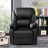 NZXVSE Liegesessel Kunstleder Wohnzimmer Sessel Relaxsessel,Fernsehsessel Relaxsessel Leder Sofa Tilt Sofa Push Back Sessel für Home Lounge Gaming Cinema High-Back,Schw