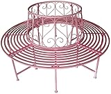 GeKi Trend Baumbank antik pink rosa Metall Schmiedeeisen 360° rund Ø 161 cm Rundbank Baum massiv Parkbank Gartenbank stabil 23 kg