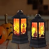 XIUWOUG 2pcs Halloween Deko Kerzenlaterne 20cm Hohe,LED Kürbis Laterne Für Indoor Outdoor Gärten Baum Halloween Bar Weihnachtsfeiertag Party (ohne Batterie),Halloween Dek