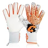 CATCH&KEEP Profi Torwarthandschuhe für Erwachsene - maximaler Grip - Premium Modell - Tormannhandschuhe Fussball - mit unserem Octopus Grip (Splash 2.0 | Weiß/Orange, 10)