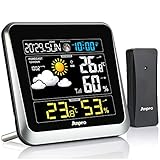 Anpro Wetterstation funk mit Außensensor,Wetterstationen Innen und Außen Funk mit Wettervorhersage Farbdisplay Digital Thermometer Hygrometer R