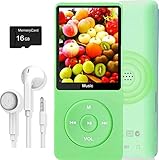 MP3-Player, Musik-Player mit 16GB Micro SD Karte, Ultra Slim Musik-Player mit eingebautem Lautsprecher, Photo Viewer, Video Play, FM Radio, Voice Recorder, E-Book Reader, unterstützt bis zu 128GB