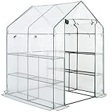 Gardebruk Foliengewächshaus 2m² 8 Ablagen aufrollbare Tür 4 Fenster Treibhaus Tomatenhaus Pflanzenhaus 195x143x143