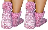 dunaro 2 Paar ABS Anti Rutsch Socken Wollsocken Stoppersocken Noppensocken Damen & Herren (2 Paar / 35-38 pink)