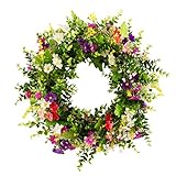 HooAMI 45cm Künstliche Türkranz Deko Kranz Dekorative Blumenkranz Wandkranz Für Frühling Sommer Alle Jahreszeiten Wanddekoration Hochzeitsfeier Festival Dek