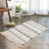 BESTORI Teppiche Baumwolle Handgewebt Wohnzimmer Teppich Weich Strapazierfähig Waschbar Teppich für Schlafzimmer Küche Eingangst,60x90