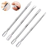 Fransande Nagelhautschieber UV Gel Nagellackentferner Werkzeug Nail Art Cuticle Trimmer (4 Stueck, Silber)