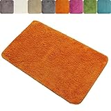 DILUMA Badematte 60 x 90 cm Rutschfester Badvorleger Premium Badteppich 1200 g/m² weich & kuschelig Hochflor Duschvorleger, Farbe:Orang