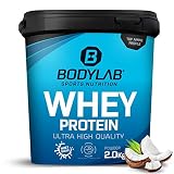 Protein-Pulver Bodylab24 Whey Protein Kokosnuss 2kg, Kokos Protein-Shake für Kraftsport und Fitness, Whey-Pulver kann den Muskelaufbau unterstützen, Eiweiss-Pulver mit 80% Eiweiß, Asp