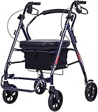 LHMYHHH Ältere Kinderwagen Can Scooter Shopping, Kinderwagen, Hand Push Folding Rollator Walker mit extra breitem gepolstertem Sitz und Rückenlehne unterstützt nach Oben,B