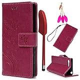 YOKIRIN Sony Xperia X Compact Lederhülle Hülle Case für Sony Xperia XCompact Flipcase Tasche Handyhülle Schmetterling PU Leder Schutzhülle Kartenfächer Magnetverschluss Cover Rose R