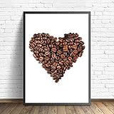 Moderne Leinwand-Wandkunst Kaffee Herz gedrucktes Poster Kaffee Poster Druck Poster für Wohnzimmer Heimdekoration 60 x 80