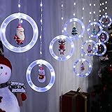 BLOOMWIN USB Lichtervorhang 3x0,65M Lichterkettenvorhang Kaltweiß Lichterkette 8 Modi Weihnachtsbeleuchtung Stimmungslichter für Fenster Weihnachten Feiertage Fensterdeko Dekobeleuchtungkette I