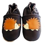 ENGEL + PIRATEN Krabbelschuhe MARKENQUALITÄT - VIELE Modelle bis 4 Jahre Babyschuhe Leder Lauflernschuhe Lederpuschen (2-3 Jahre(Gr.24/25), Igel Braun)