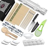 Takedento Sushi Making Kit - 23 in 1 Sushi Kit mit Sushi Bazooka Roller Maschine, Bambus Matte Roll Maker, Kochmesser, Essstäbchen, Nigiri-Form, Reispaddel - Einfache DIY Sushi Making Kit für Anfäng