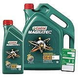 1 L + 5 L = 6 Liter Castrol Magnatec 5W-40 C3 Motoröl inkl. Castrol Ölwechselanhäng