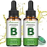 Liposomale Vitamin B-Komplex Flüssigkeit, MAX Absorption, enthält die Vitamine B1, B2, B3, B5, B6, B12, Biotin und Folat, das Immunsystem & Energie 60ML (2 PACK)