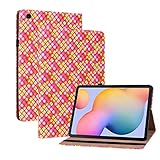 LMFULM® Hülle für Samsung Galaxy Tab S6 Lite SM-P610 / P615 (10,4 Zoll) PU Lederhülle Tasche Smart Case mit Ständer Schutzhülle Flip Cover 3D-Stereo Weben Drucken Rose C