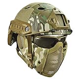 JYKOO Draussen Taktische Helme Schutzbrille Mit Stahlgittermaskenhelm Airsoft Paintball Schutzhelme CS Game Set Schutzausrüstung,OT