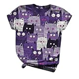 LRWEY Übergröße, kurzärmelig, 3D-Tier-Druck, O-Ausschnitt, Tops T-Shirt Bluse Gr. Small,