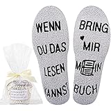 Jeasona Kuschelsocken Damen Flauschige Lustige Wenn Du Das Lesen Kannst Socken mit Motiv Geschenke für Frauen (Grau Buch, 1)