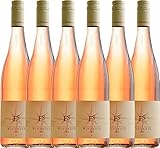 VINELLO 6er Weinpaket Roséwein - Windrosé 2020 - Ellermann-Spiegel mit einem VINELLO.weinausgießer | trockener Roséwein | deutscher Sommerwein aus der Pfalz | 6 x 0,75 L