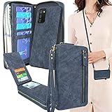 Lacass Schutzhülle für Samsung Galaxy A02S (abnehmbar, Magnetverschluss, Geldbörse, Geldbörse, Geldbörse, Handgelenkschlaufe, 13 Kartenfächer, Geldfach) B